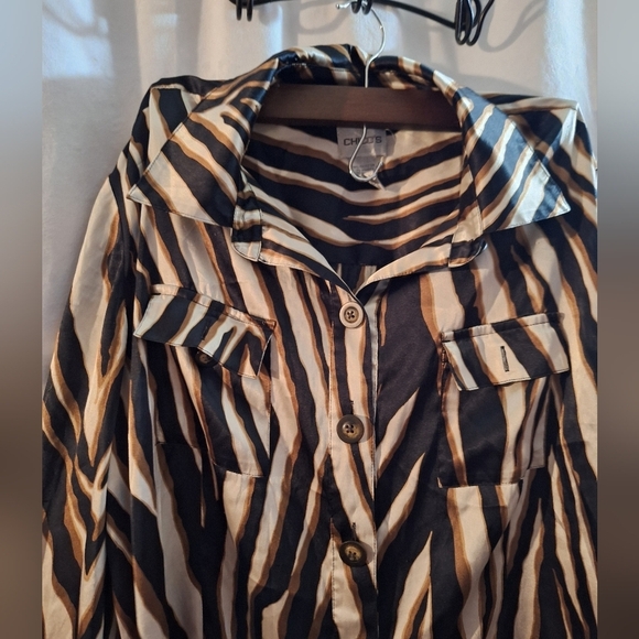 Chico's Black and Tan Animal Print Blouse - Picture 2 of 7